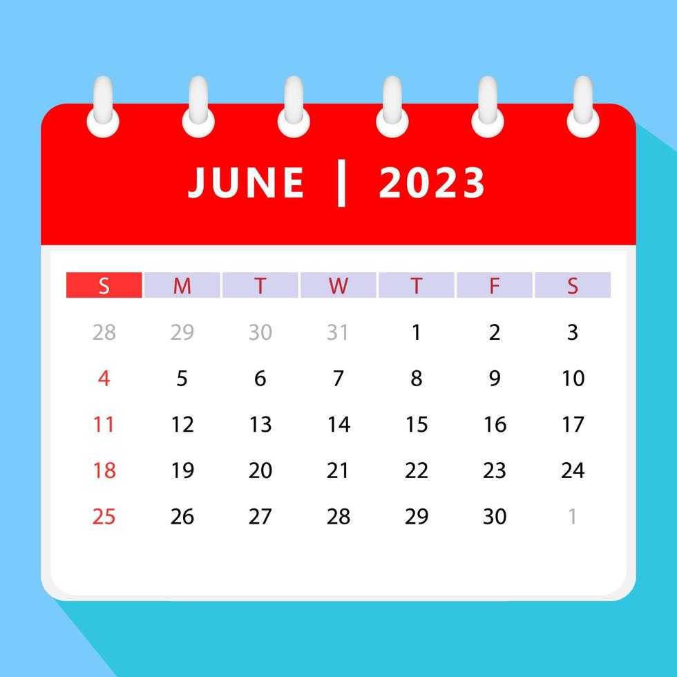 plantilla de calendario de junio de 2023. diseño vectorial vector