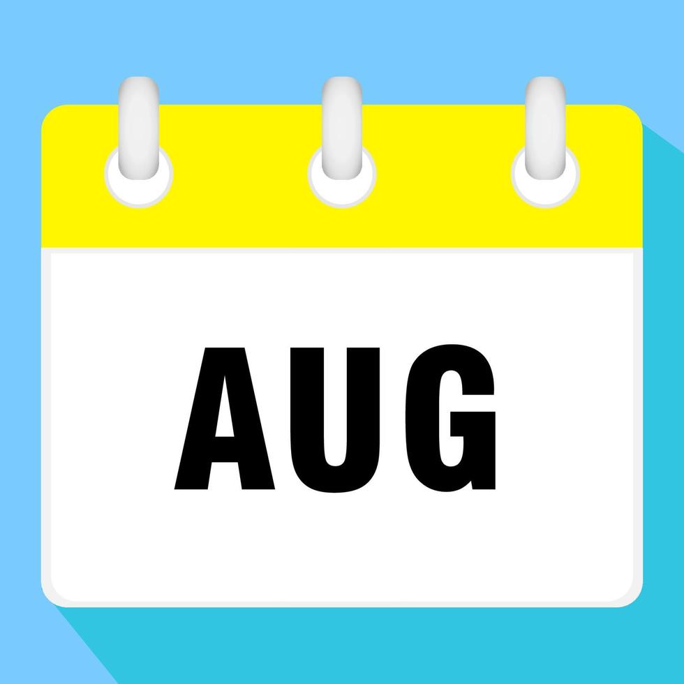 Calendar icon for August. Vector illustration.