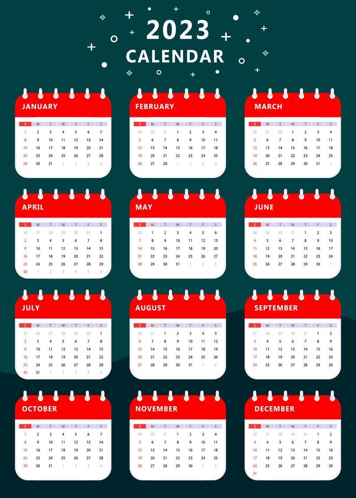 Monthly calendar template of year 2023. Design images. vector