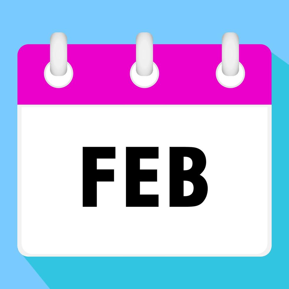 Calendar icon for February. Vector illustration.