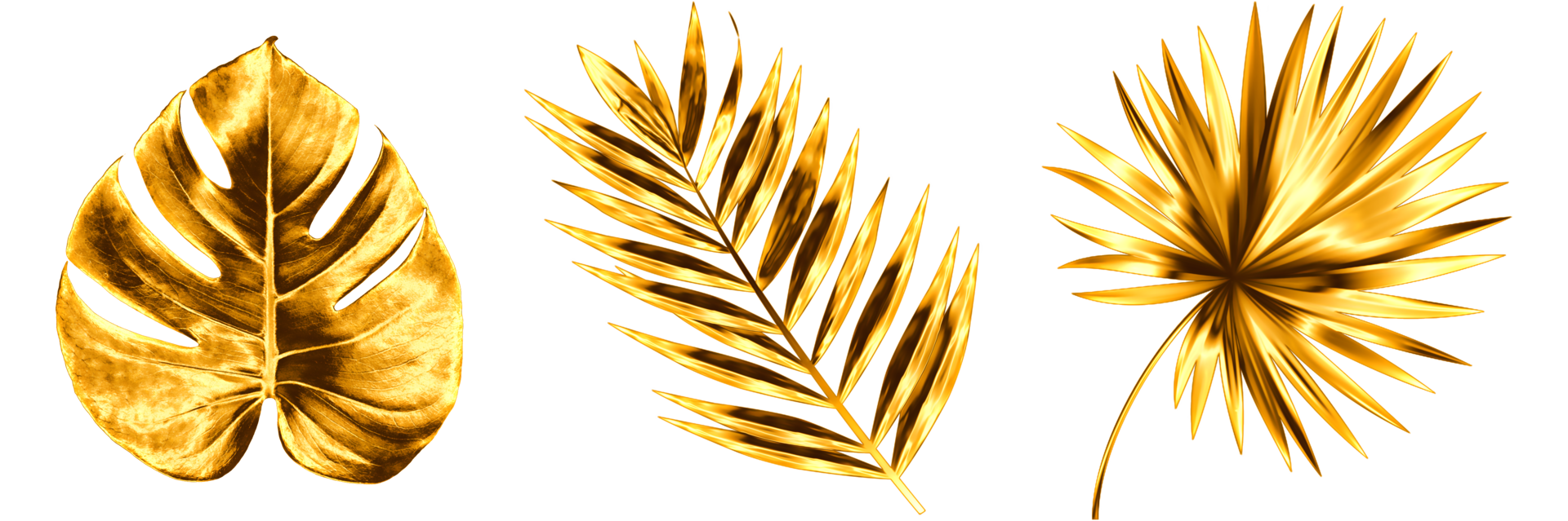 Golden tropical leaf png