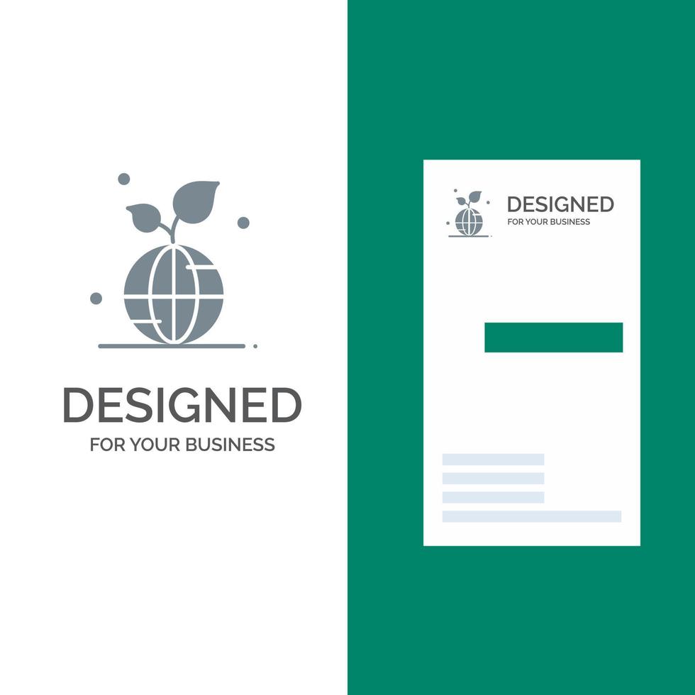 Earth Green Planet Save World Grey Logo Design and Business Card Template vector