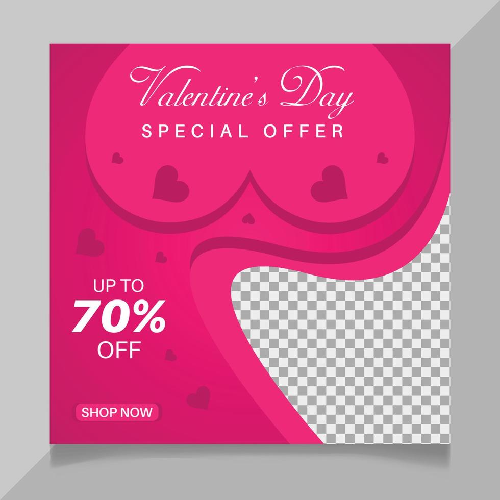 Valentine's day social media post template vector
