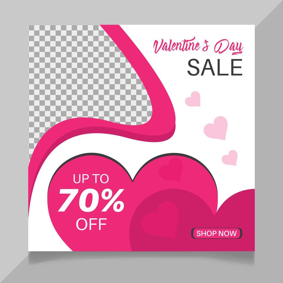 Valentine's day social media post template vector