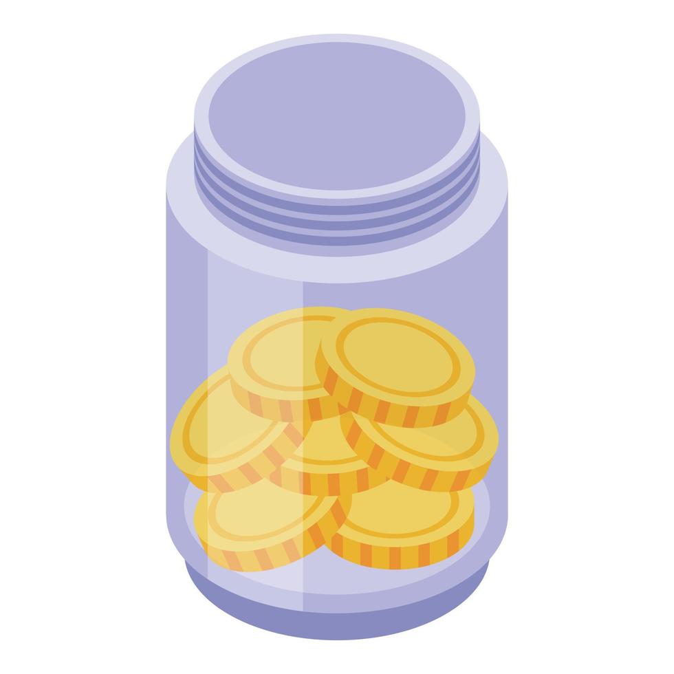 Coin money jar icon isometric vector. Global tour vector