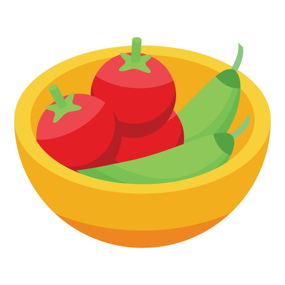 barbacoa verduras icono vector isométrico. comida de fuego