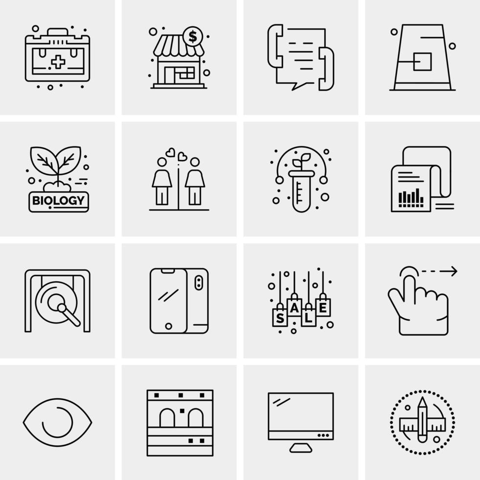 16 iconos universales de negocios vector ilustración de icono creativo para usar en proyectos relacionados con la web y dispositivos móviles