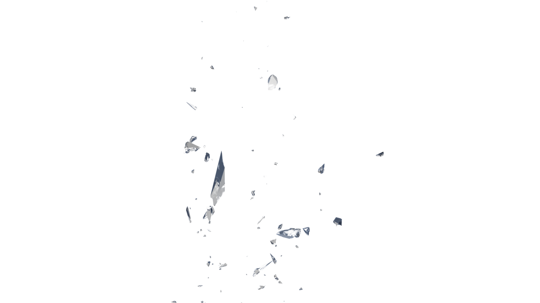 espejo de cristal roto añicos con escombros a cámara superlenta. ilustración 3d de cámara macro. png