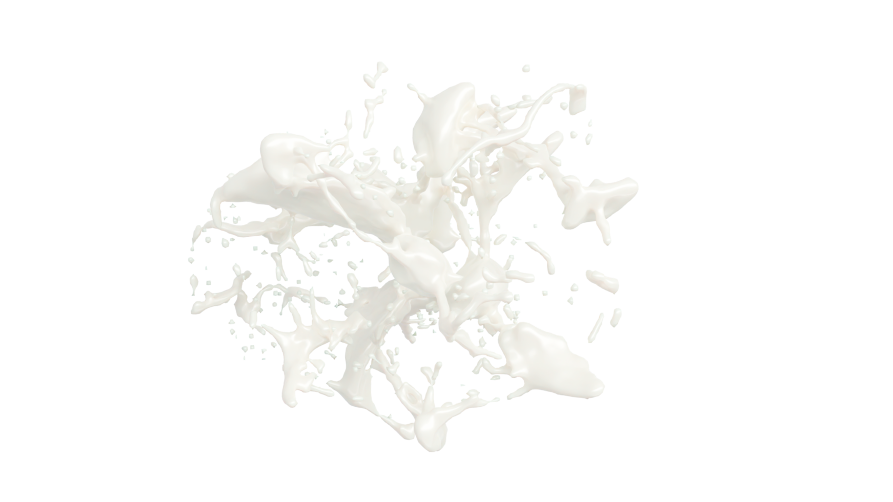 salpicaduras de leche con gotitas. representación 3d png canal alfa.