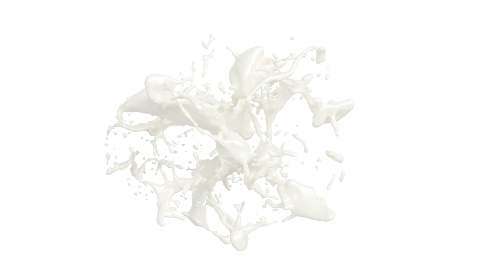 éclaboussures de lait avec des gouttelettes. rendu 3d. canal alpha png. png