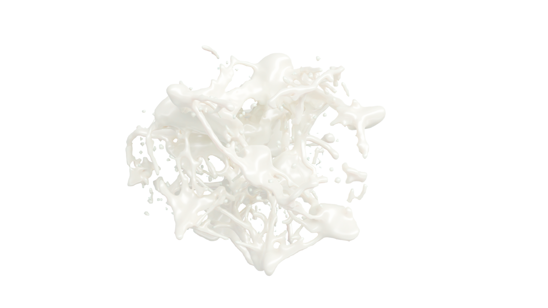 Milk Splash with droplets. 3d rendering. PNG alpha channel.
