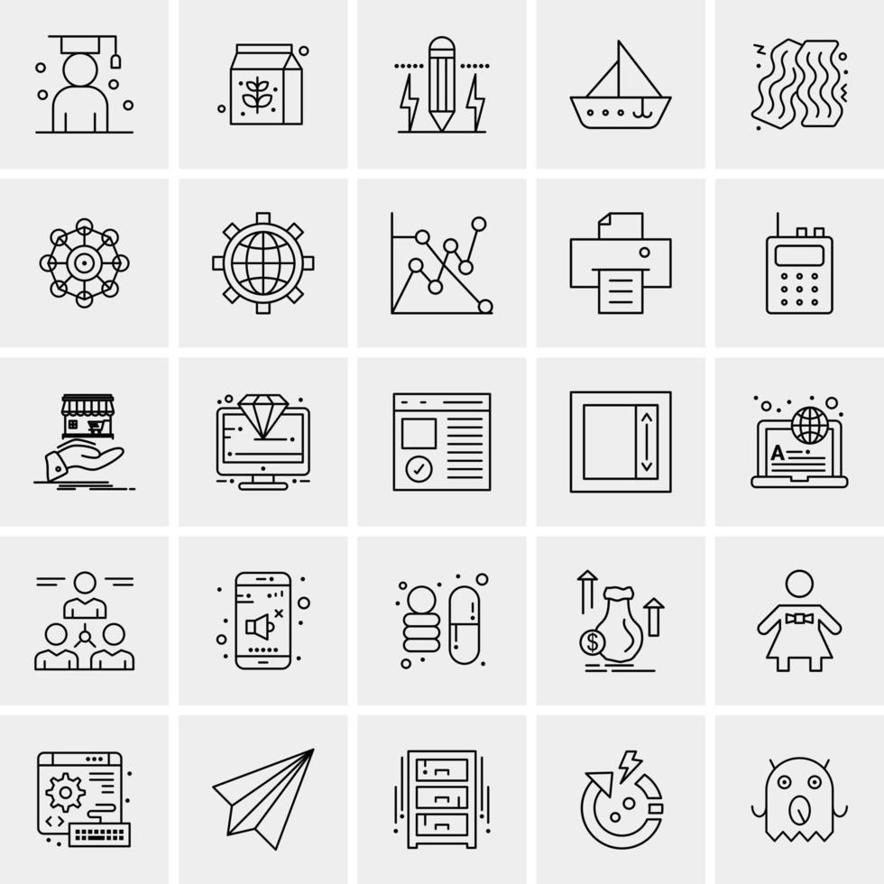 25 iconos de negocios universales vector ilustración de icono creativo para usar en proyectos relacionados con la web y dispositivos móviles