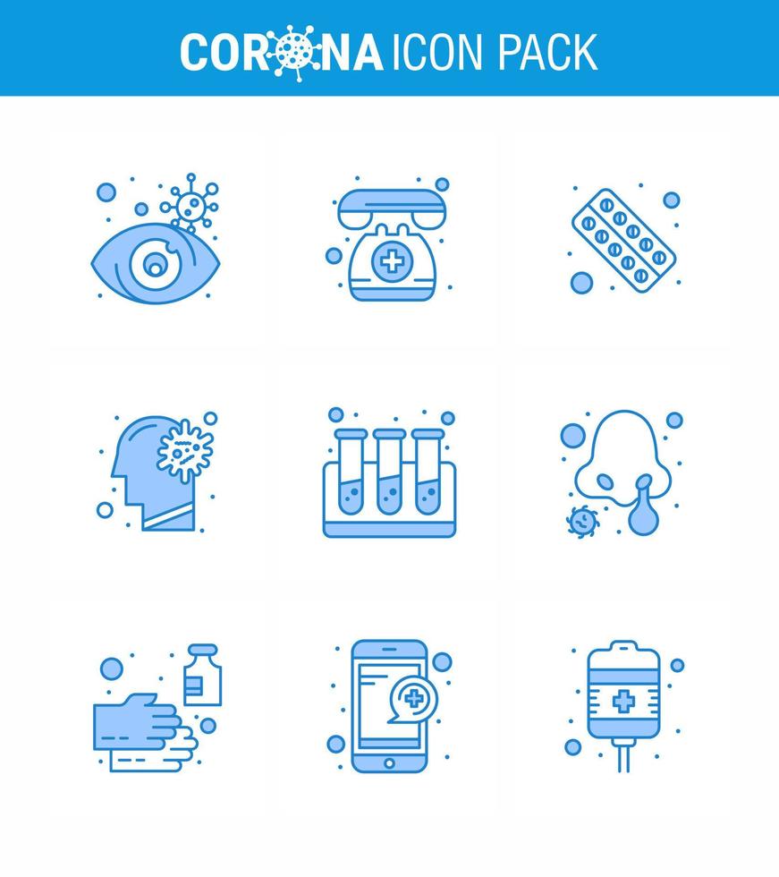 25 Coronavirus Emergency Iconset Blue Design such as virus flu drugs cold medicine viral coronavirus 2019nov disease Vector Design Elements