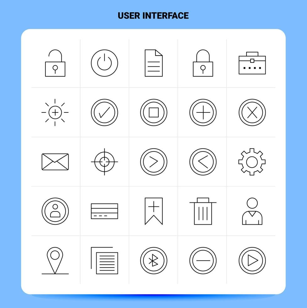 OutLine 25 User Interface Icon set Vector Line Style Design Black Icons Set Linear pictogram pack Web and Mobile Business ideas design Vector Illustration
