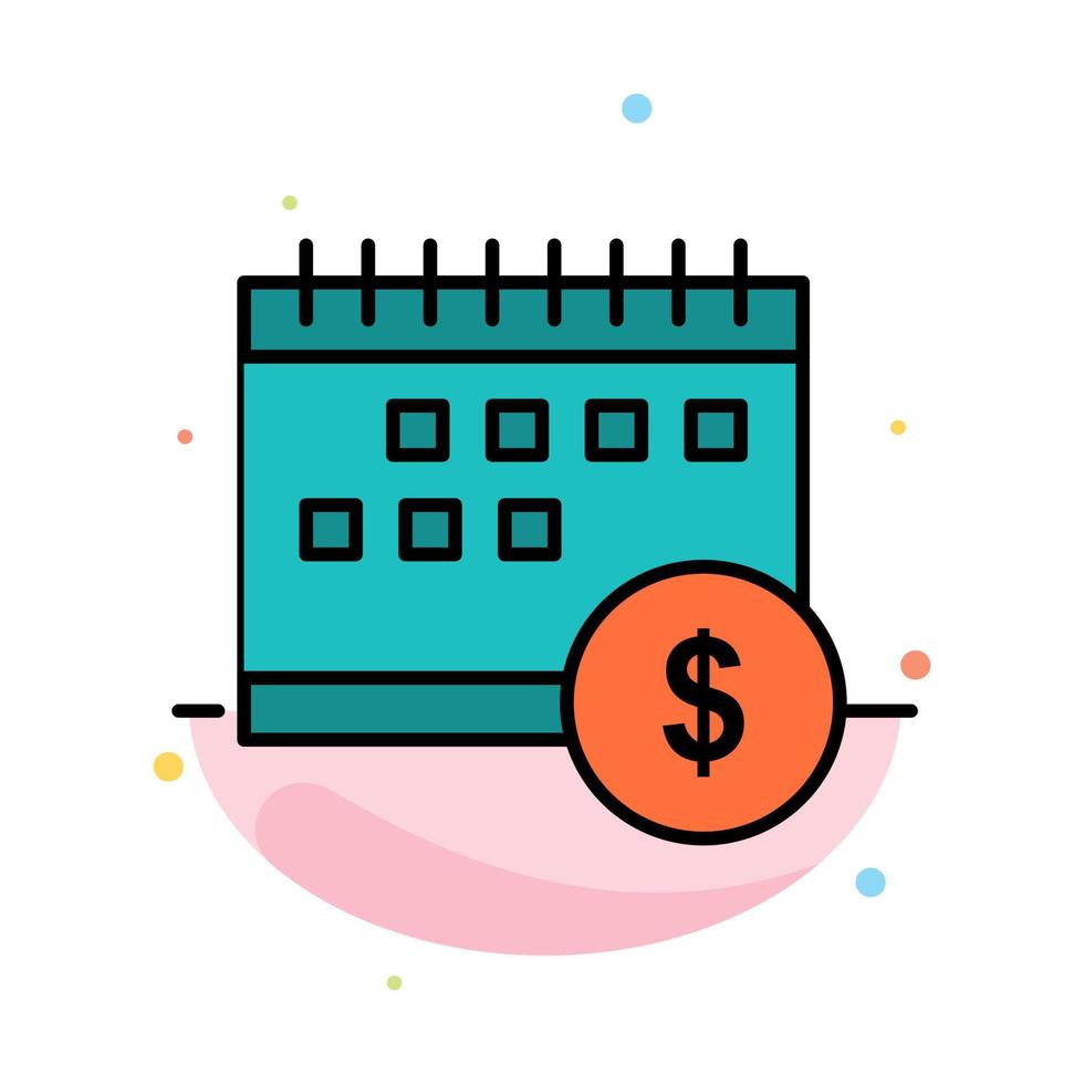 Calendar Banking Dollar Money Time Economic Abstract Flat Color Icon Template vector