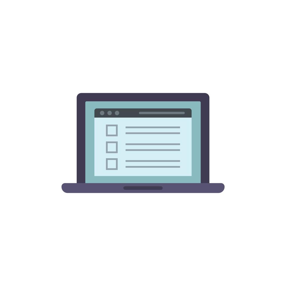 To-do list laptop icon flat isolated vector