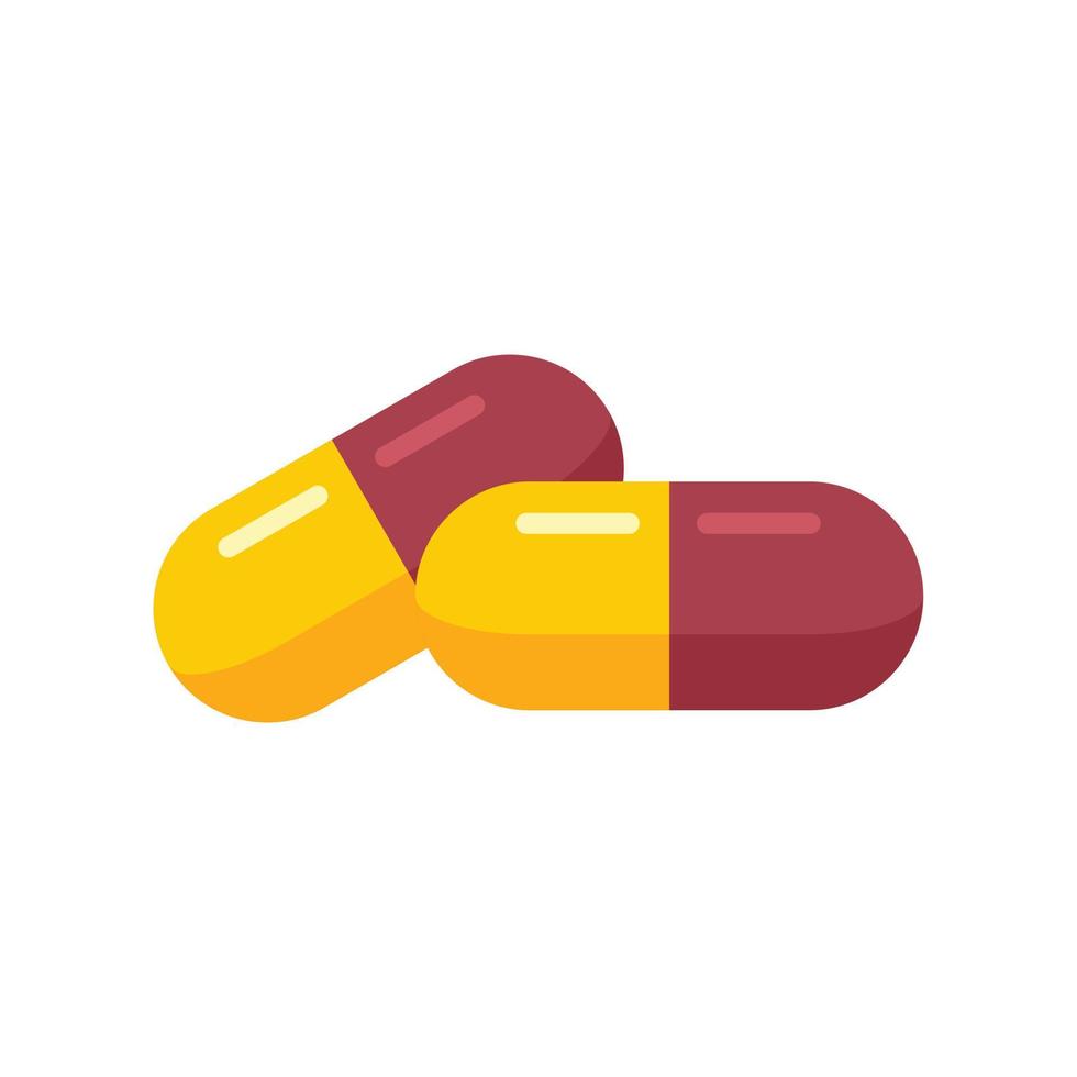 Medical capsule icon flat isolated vector
