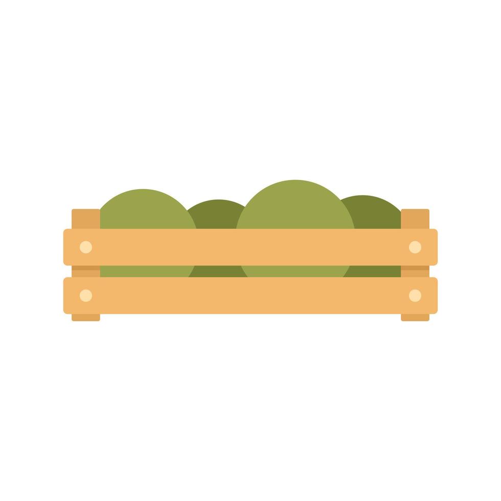 icono de caja de madera de frutas vector aislado plano