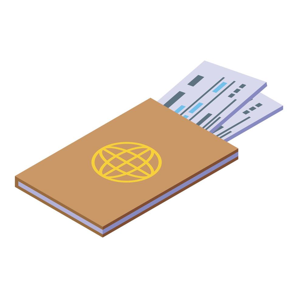 Travel passport icon isometric vector. Globe map vector