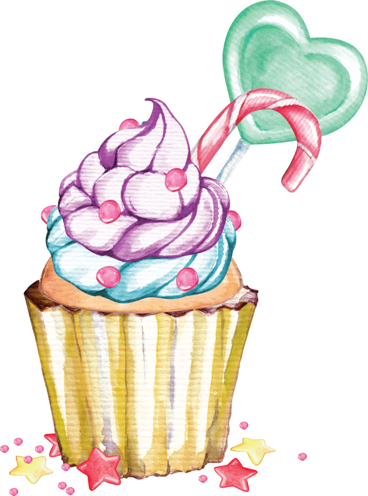 Cute Cupcake in watercolor png