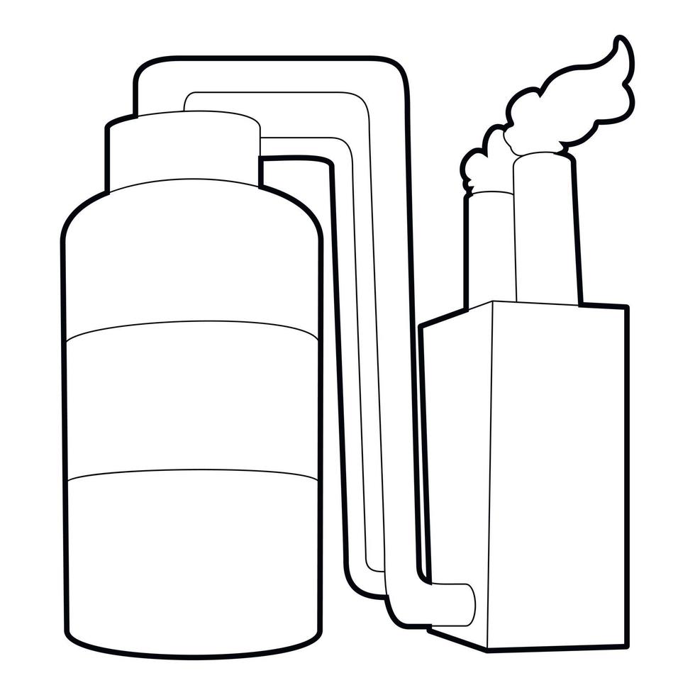 Tank and pipe icon, outline style vector