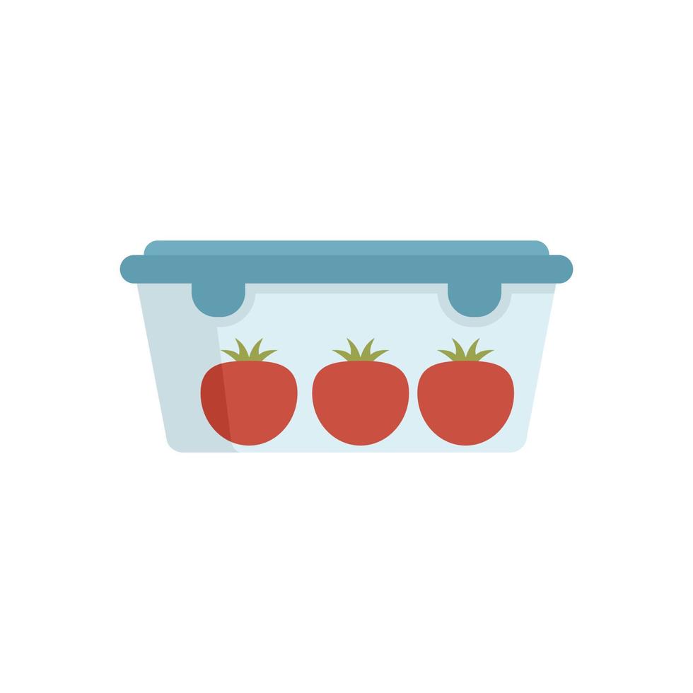 icono de caja de tomate de plástico vector aislado plano