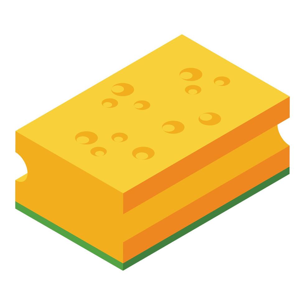 Yellow sponge icon isometric vector. Detergent bottle vector