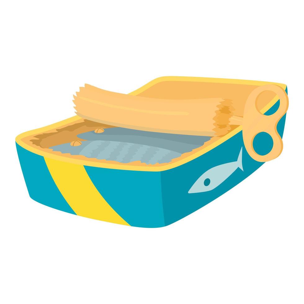 icono de pescado enlatado, estilo de dibujos animados vector