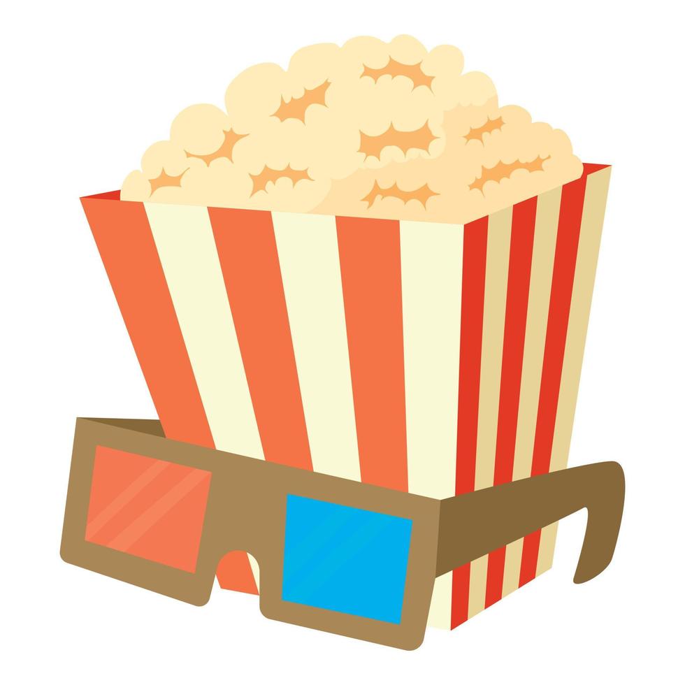 Popcorn icon, cartoon style vector