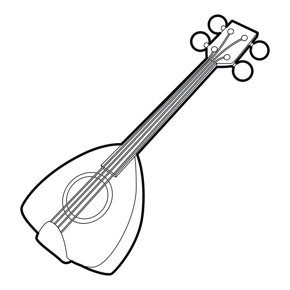 icono de guitarra árabe, estilo de contorno vector