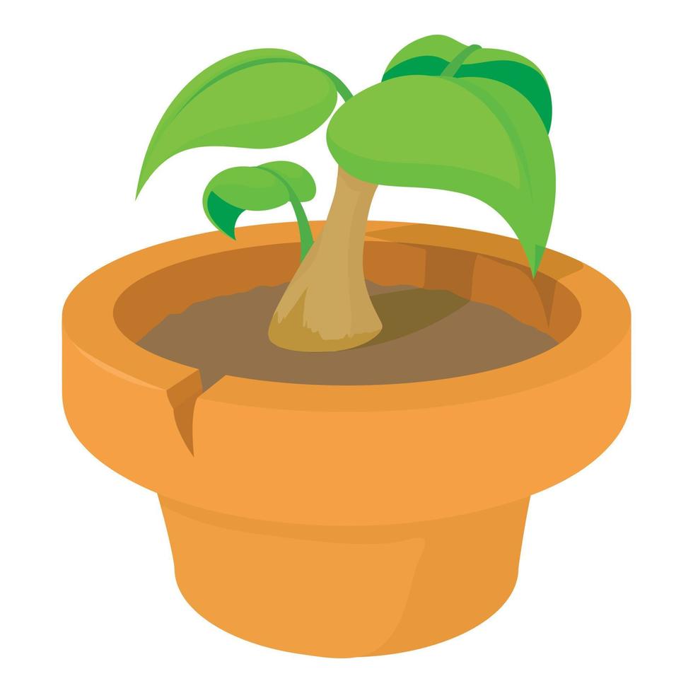 Green plant icon, cartoon style vector