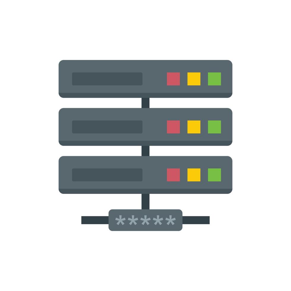Server network authentication icon flat isolated vector
