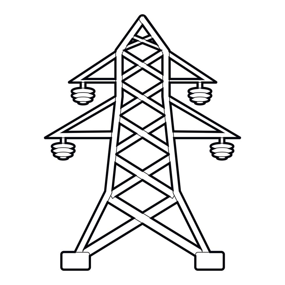 icono de poste eléctrico, estilo de esquema vector