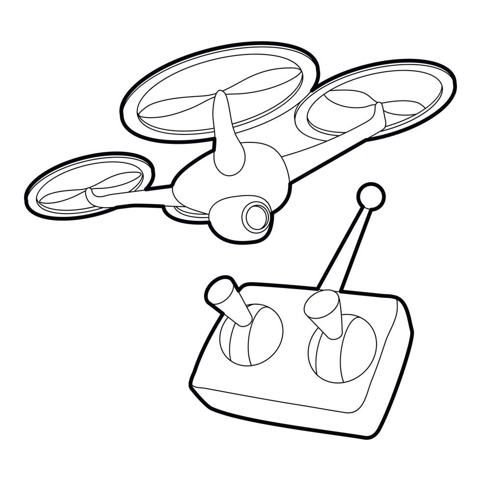 icono de helicóptero rc, estilo de esquema vector