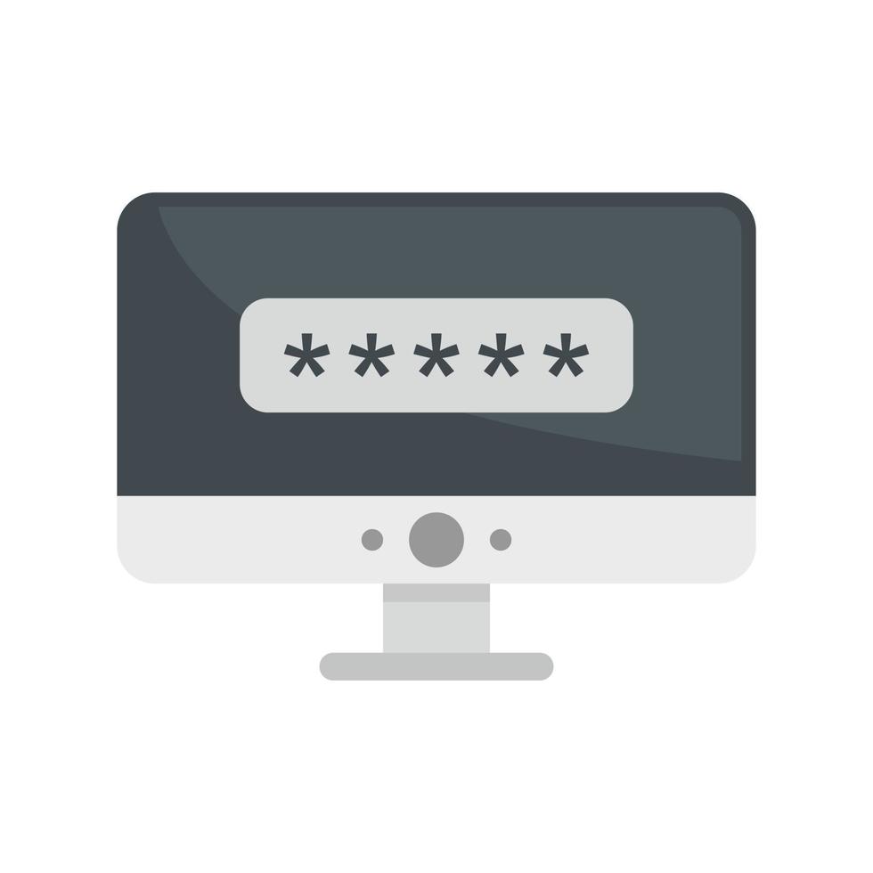 Pc login authentication icon flat isolated vector