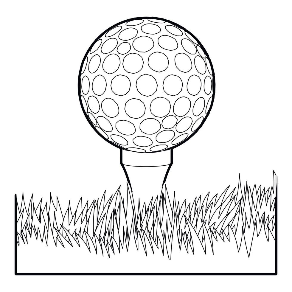 icono de pelota de golf, estilo de contorno vector