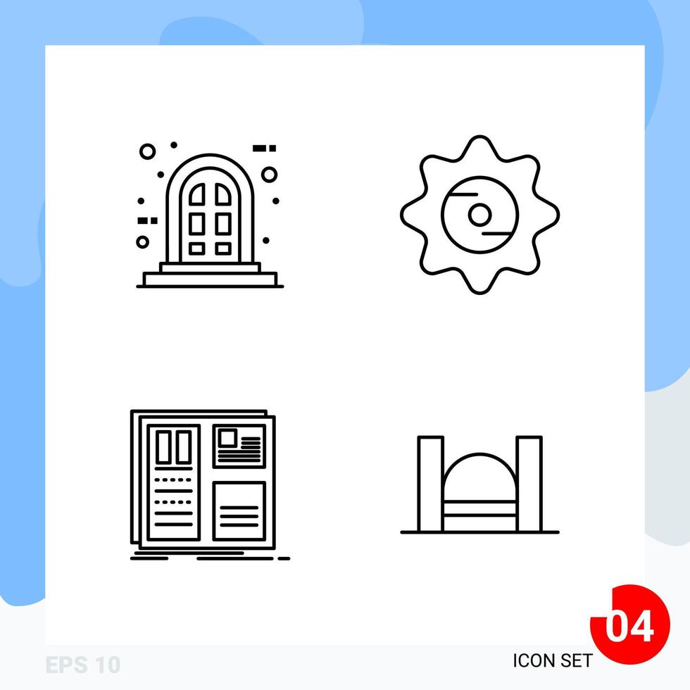 Modern Pack of 4 Icons. Line Outline Symbols isolated on White Backgound for Website designing vector