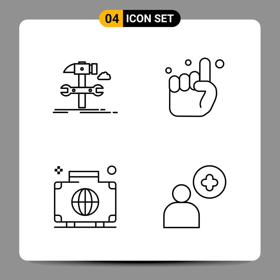 4 Black Icon Pack Outline Symbols Signs for Responsive designs on white background. 4 Icons Set. vector