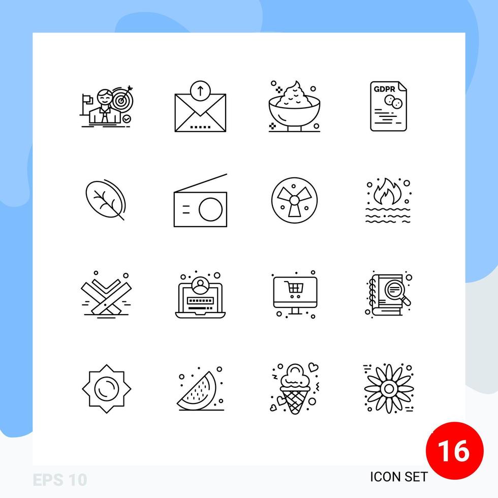16 Universal Outline Signs Symbols of gdpr eu sent data mashed Editable Vector Design Elements