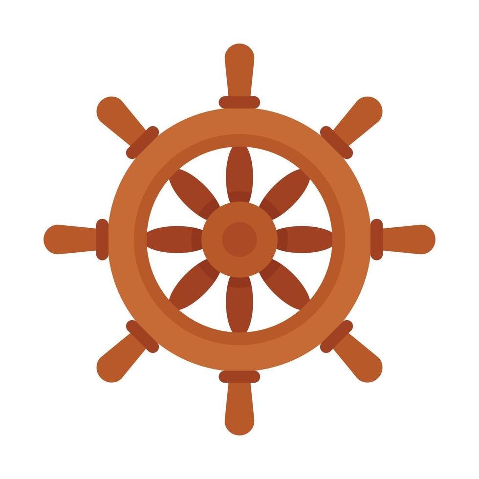 Vessel ship wheel icon flat isolated vector