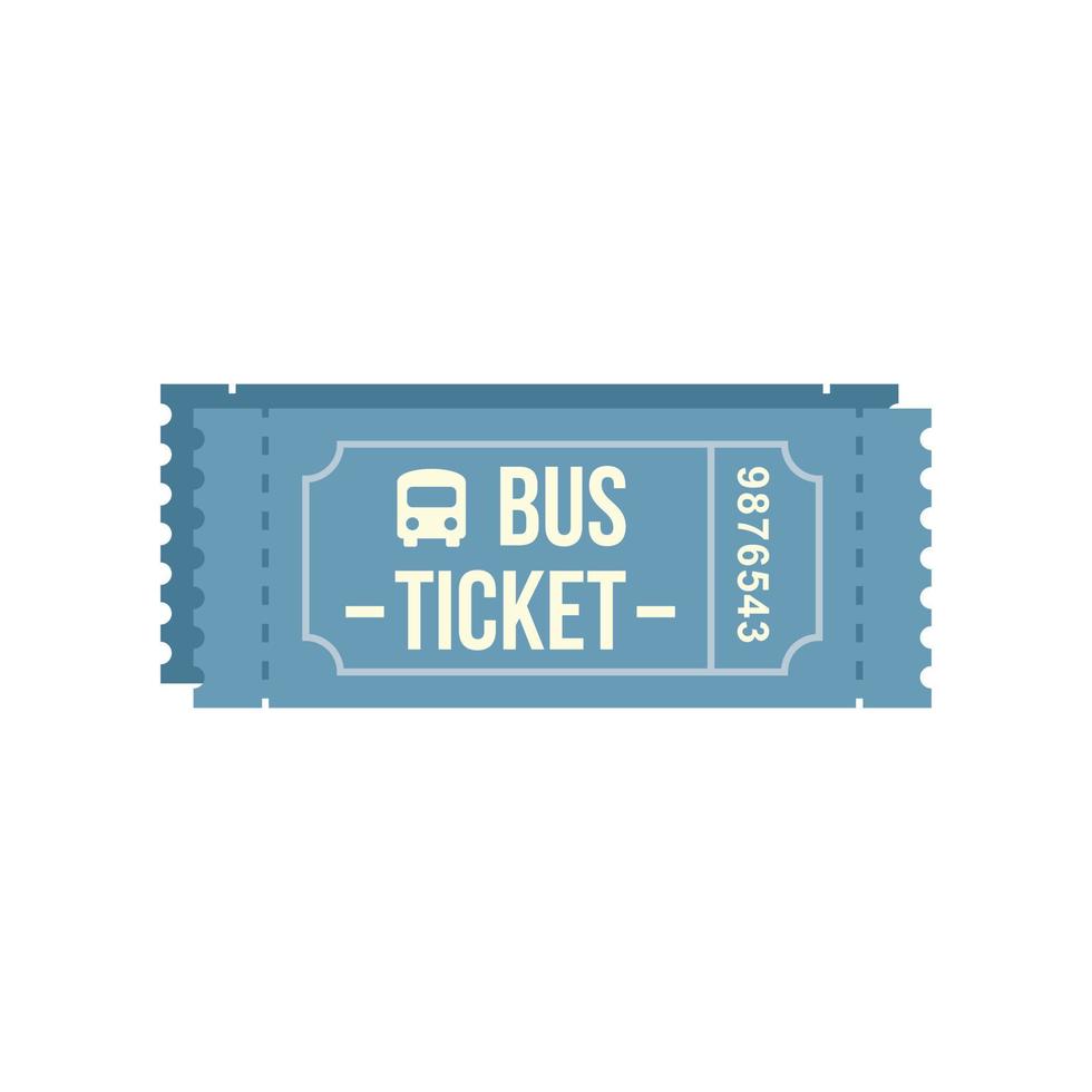 billete de autobús, icono, plano, aislado, vector