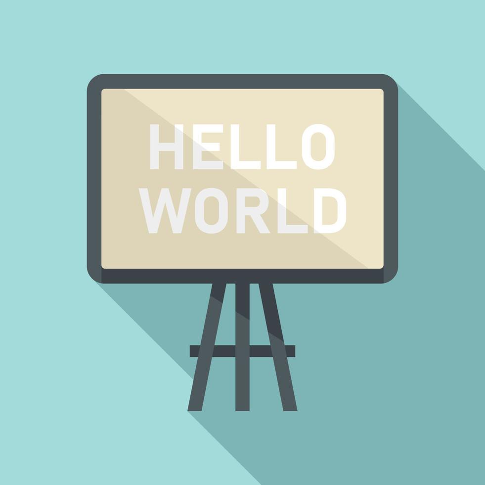 Hello world board icon flat vector. Foreign teacher vector