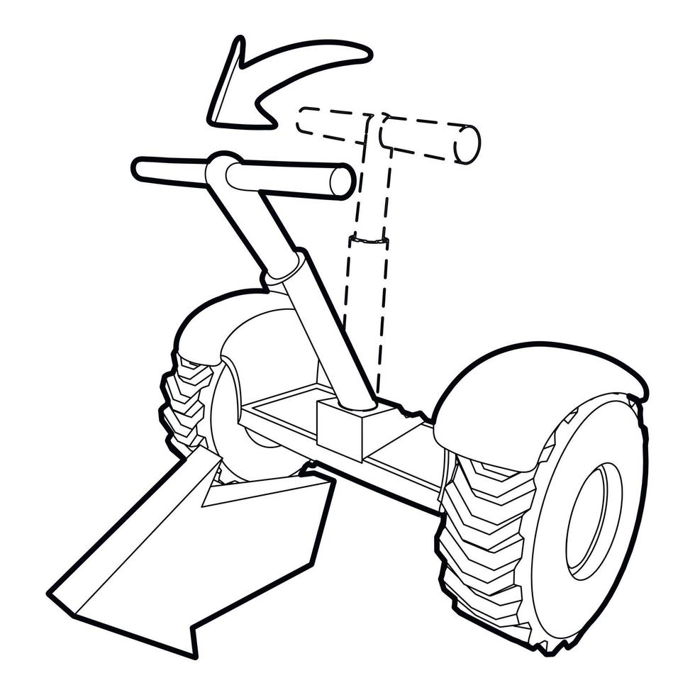 Front inclined segway icon, outline style vector