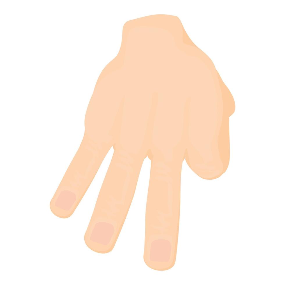 Three fingers icon, cartoon style vector