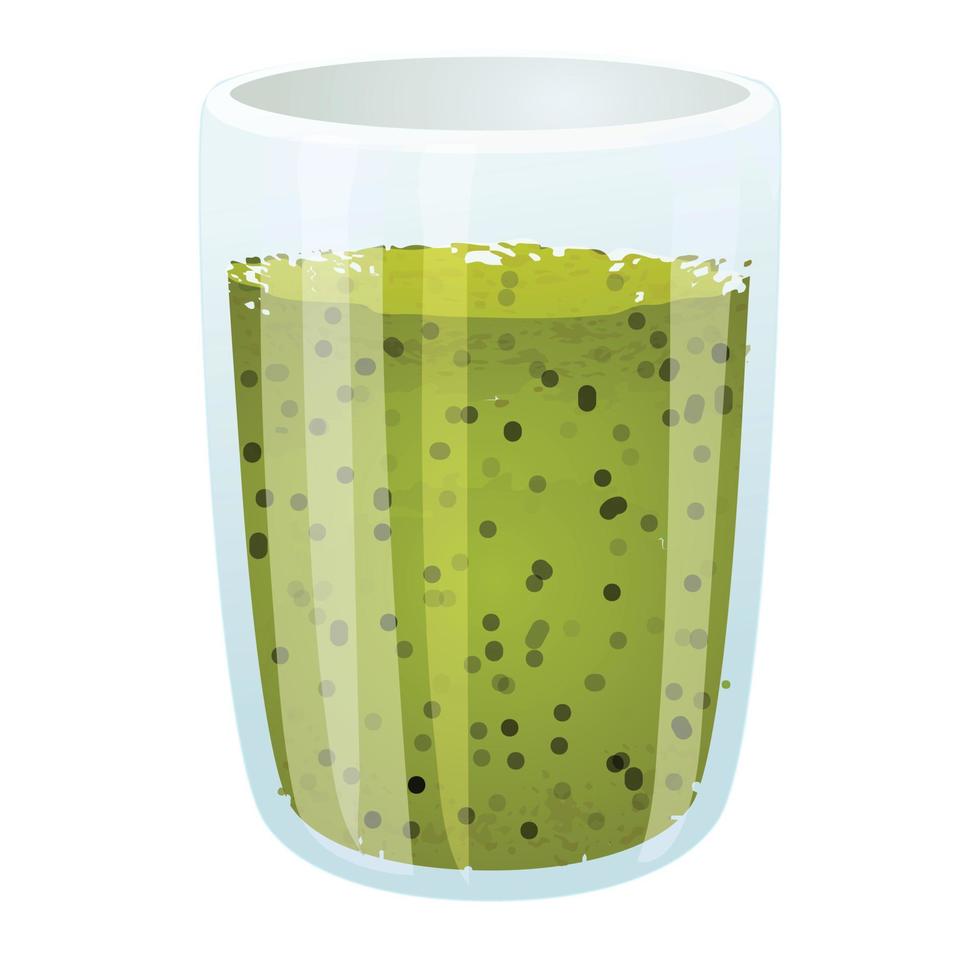 icono de vidrio de té matcha vector de dibujos animados. polvo verde