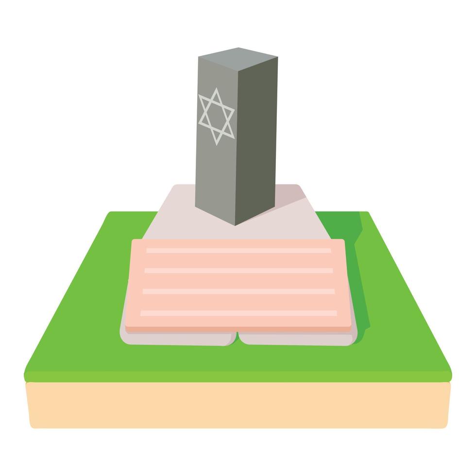 Jevish grave icon, cartoon style vector