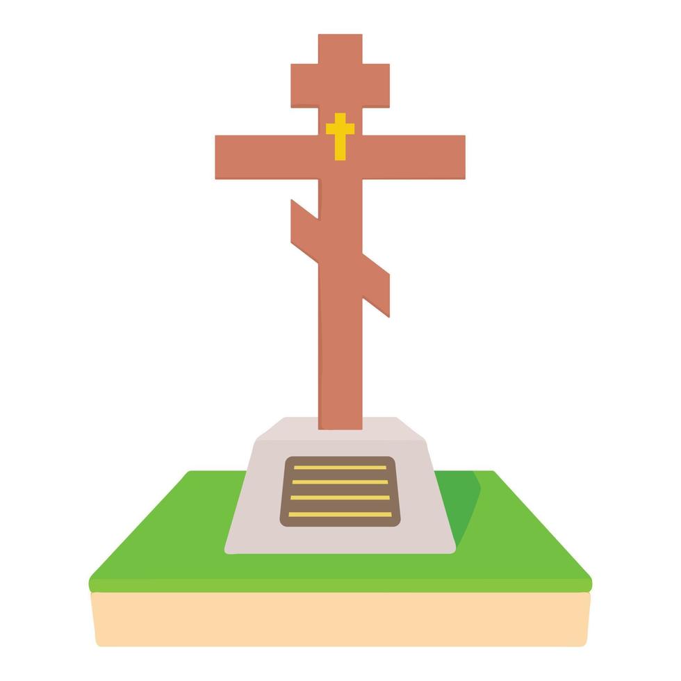 Christian grave icon, cartoon style vector