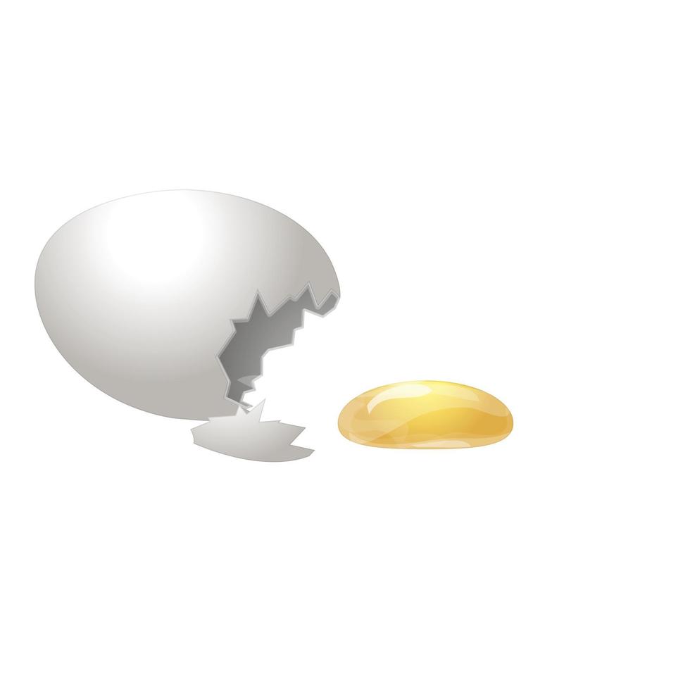 vector de dibujos animados de icono de cáscara de huevo. huevo roto