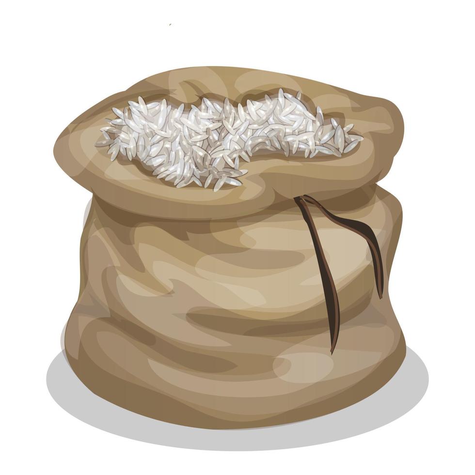 Sack of rice icon cartoon vector. Grain bag vector