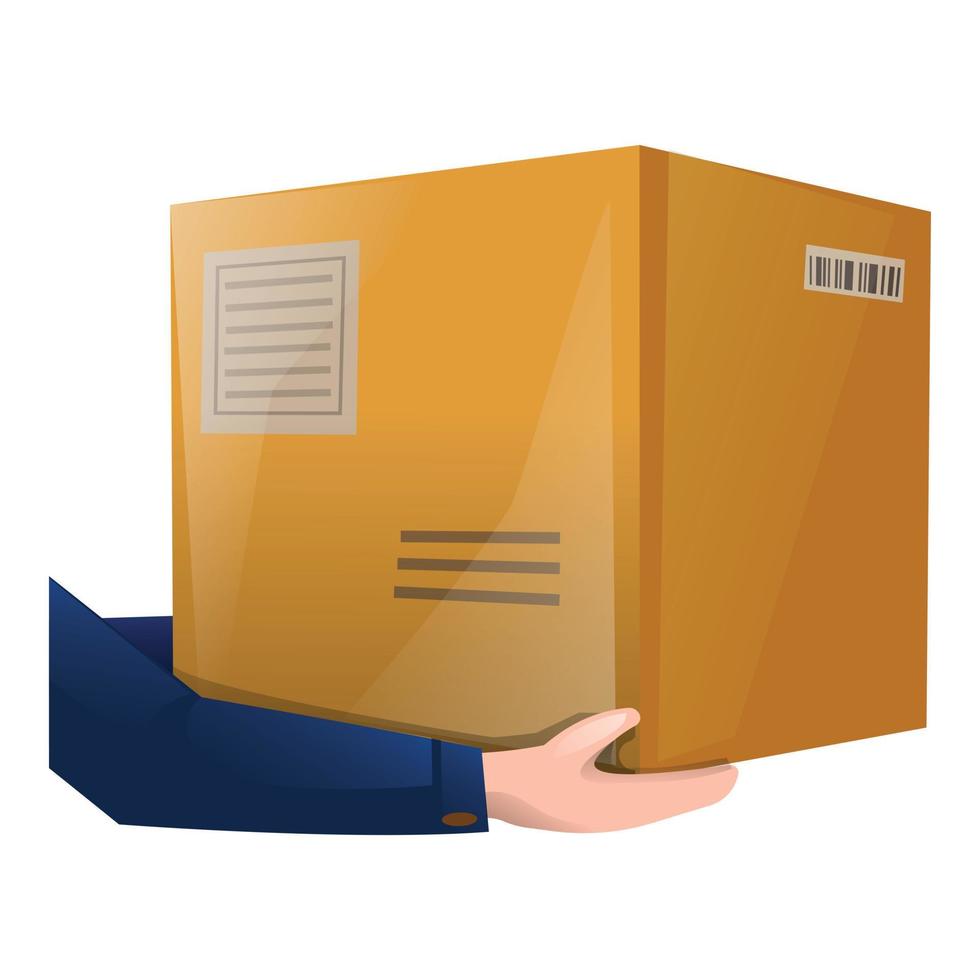 Postman parcel box icon cartoon vector. Mail bag vector
